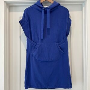 Y-3 Yohji Yamamoto Adidas Jersey Dress Size XS Hoodie Short Sleeve Blue Kangaroo